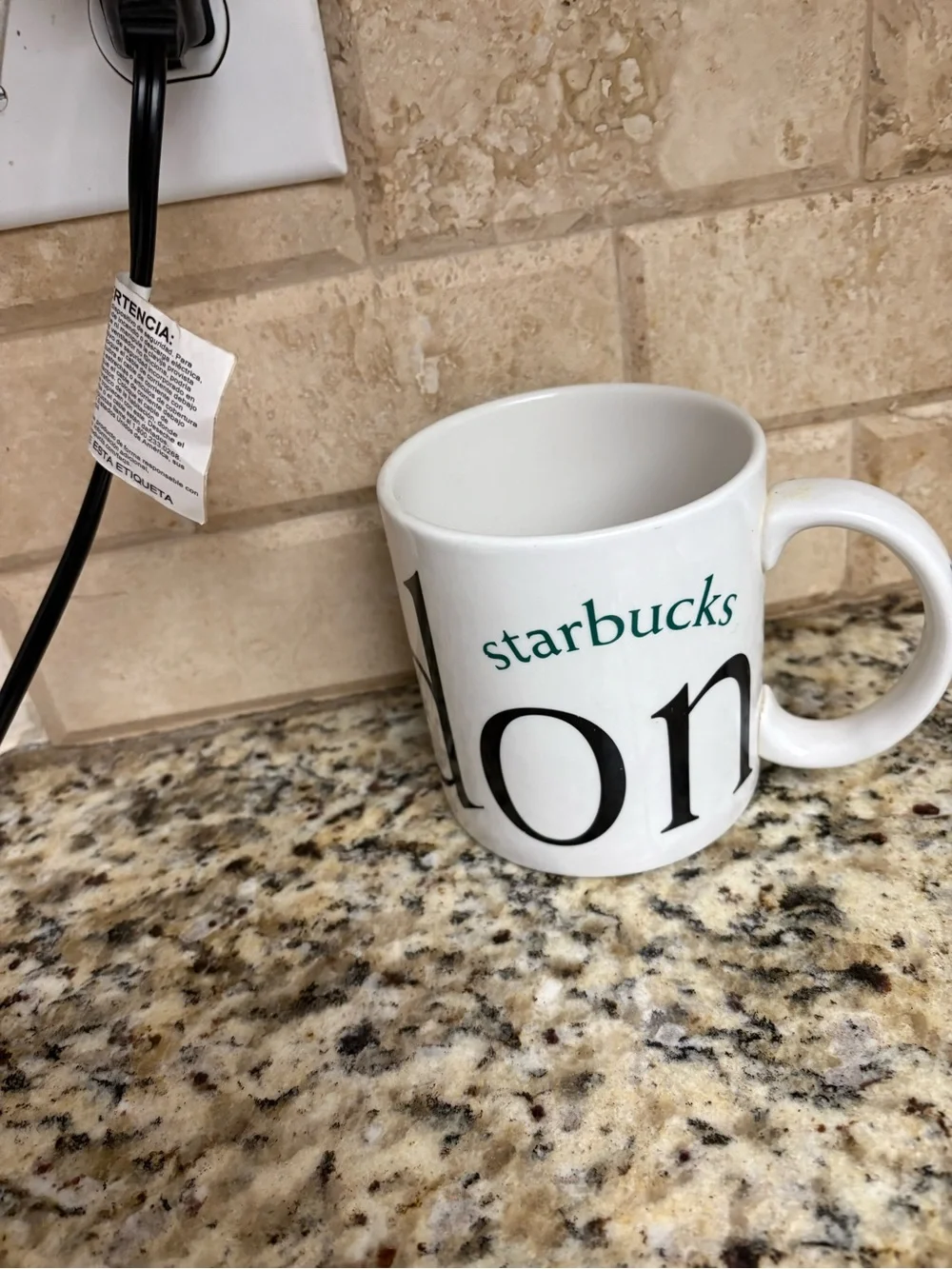 Starbucks White Mug with Green London Clock Artwork